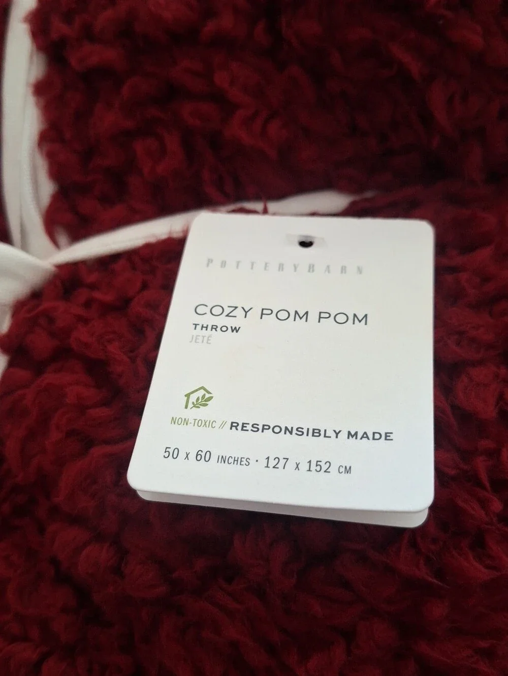 Pottery Barn NWT DISCONTINUED Cozy Pom Pom throw